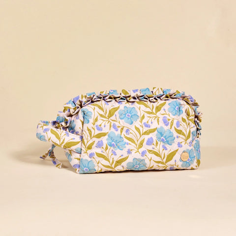 Quilted Cosmetic Pouch – Poppin' Petals Aqua