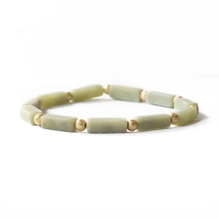 Cube Gemstone Bracelet - Olive Jade