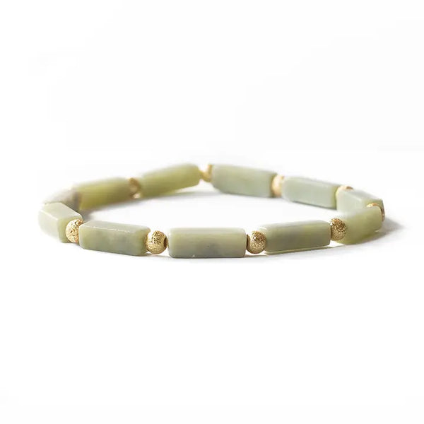 Cube Gemstone Bracelet - Olive Jade