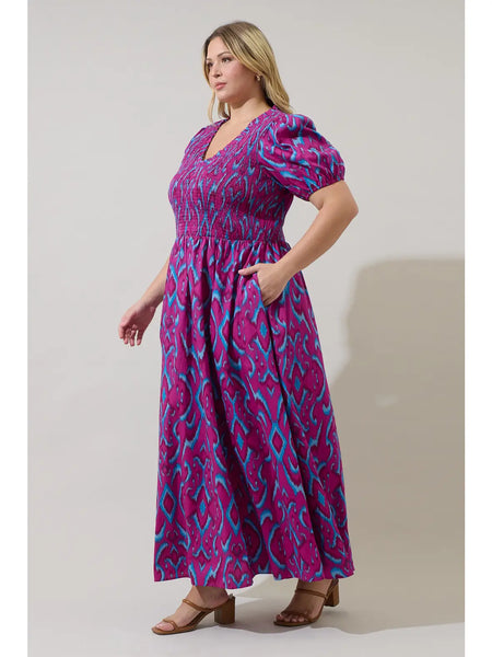 Ivani Dress -- Magenta/Blue