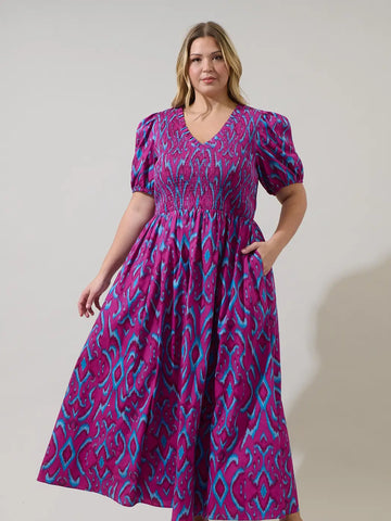 Ivani Dress -- Magenta/Blue