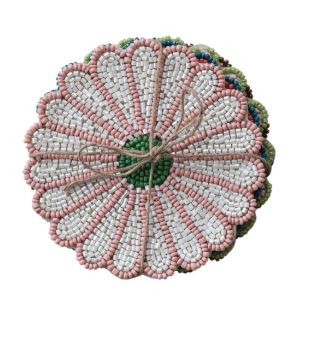 Beaded Flower Coasters - Set of 4