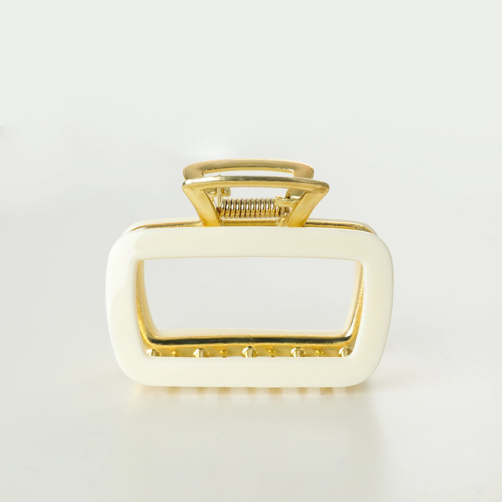 Harlow Hollow Rectangle Metal Clip - Ivory