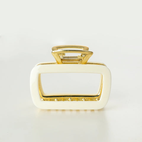 Harlow Hollow Rectangle Metal Clip - Ivory