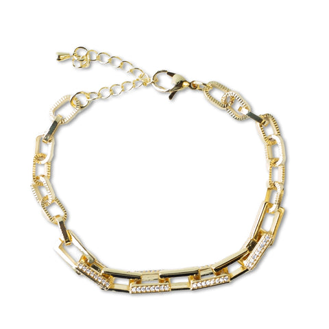 Gold Chain Bracelet Cz Link (Copy)