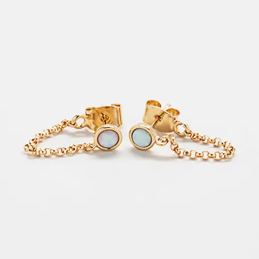 Opal Chain Huggie Earrings