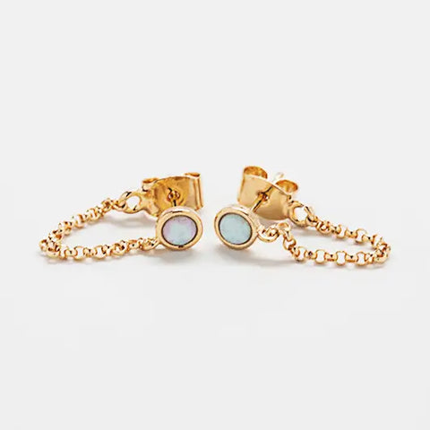 Opal Chain Huggie Earrings