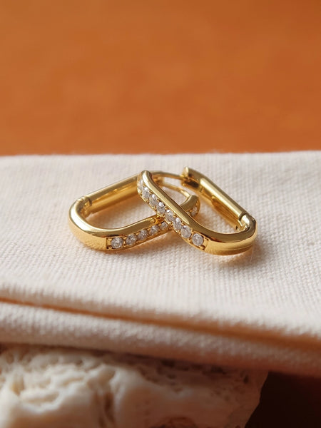 Marze Cz Oval Huggie Earrings
