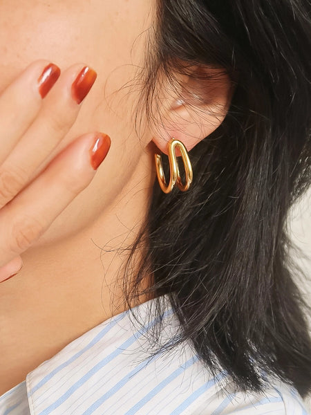 Lucille 18K Double C Hoop Earring