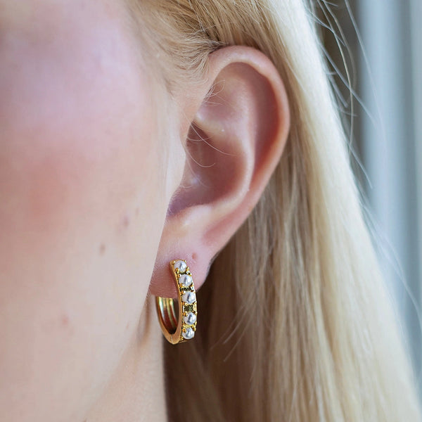Gilded Earrings - Pearl Hoops