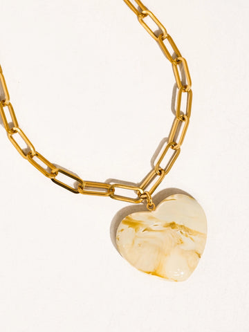 Rouelle 18K Heart Chain Necklace - White