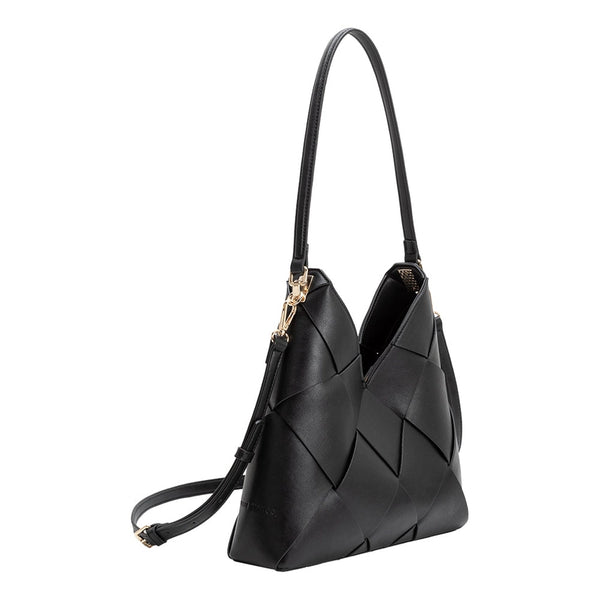 Phaedra Vegan Leather Shoulder Bag - Black