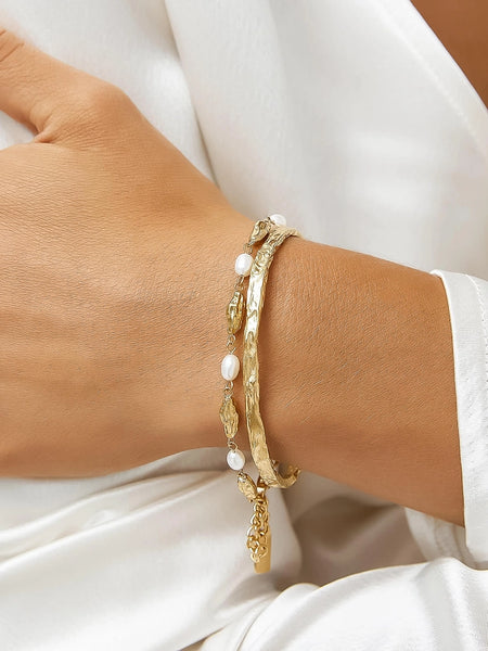 Bastien 18K Textured Thin Bangle