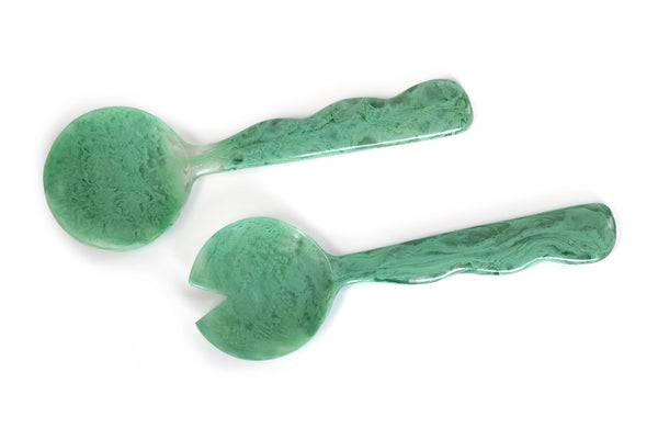 Resin Salad Server - Green Scalloped