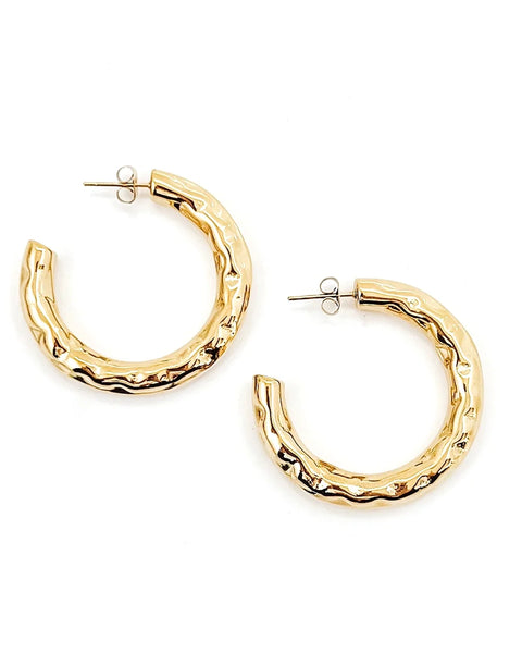 Elondo Hammered Hoop - Gold