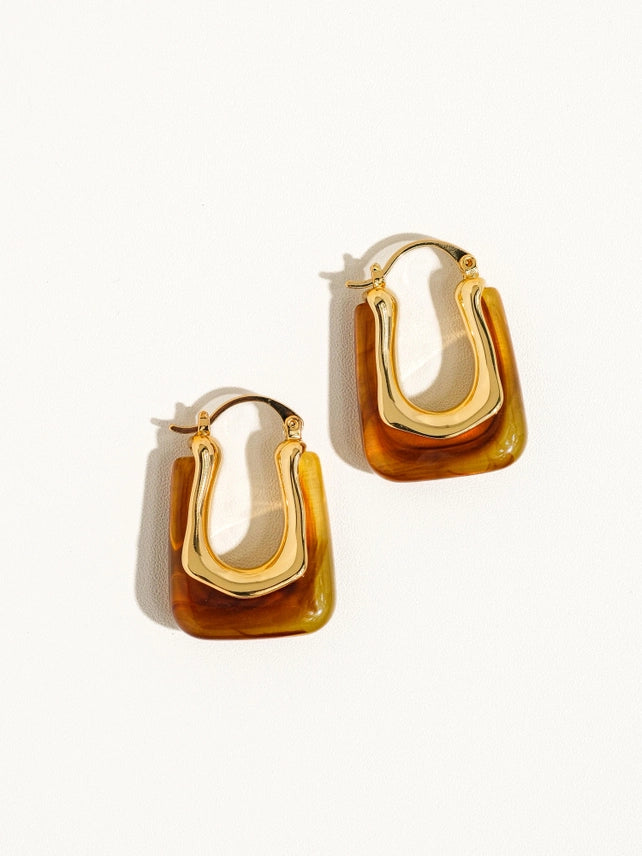 Talia U-Shaped Boho Hoop Earring - Red