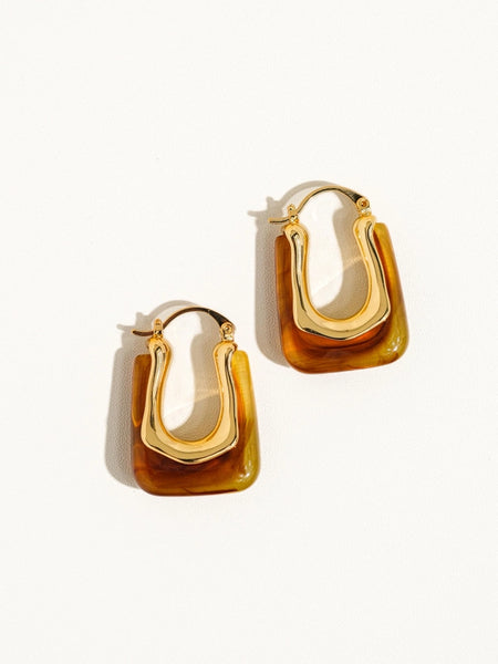 Talia U-Shaped Boho Hoop Earring - Red