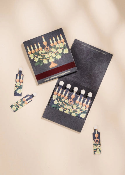 Floral Menorah Printed Matchbooks