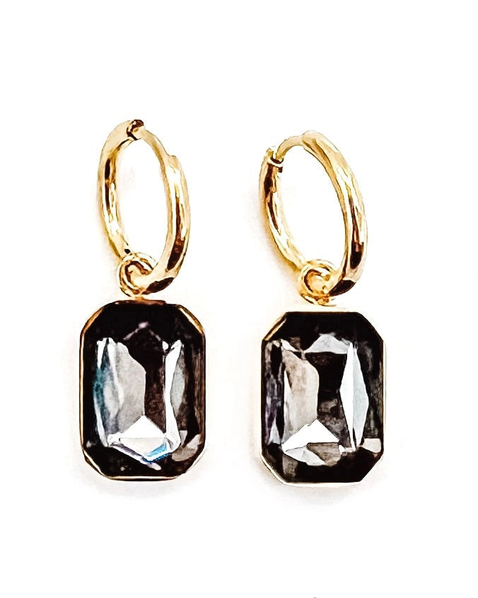 Elio Jewel Hoop Earrings - Grey