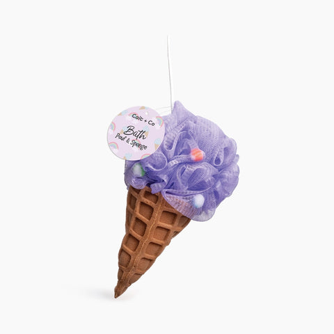 Ice Cream Bath Pouf & Sponge - Purple