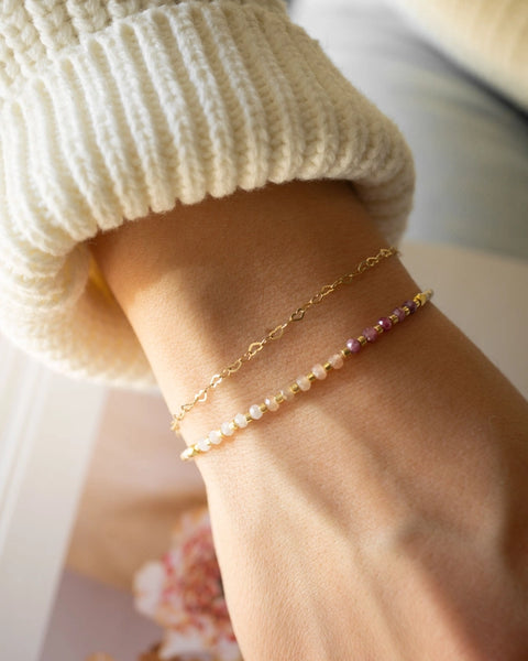 Self Love Healing Gemstone Stacking Bracelet - Moonstone | Rose Quartz | Ruby