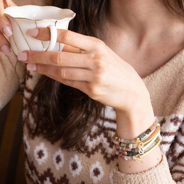 Hidden Message Bracelet - Brave AF - Lapis/Silver