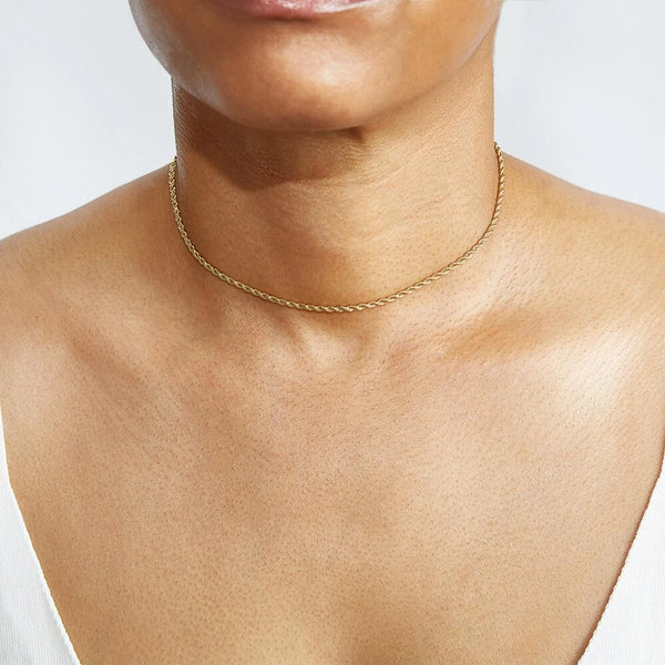 Dainty Rope Chain Necklace - 13"