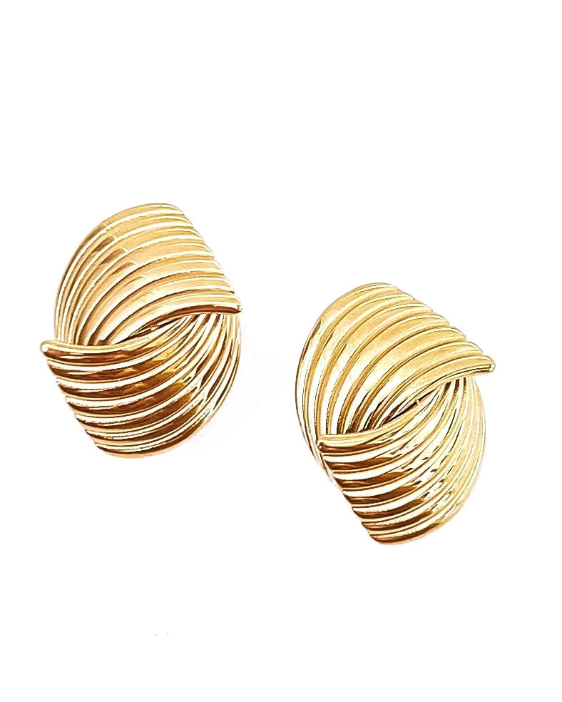 Emari Textured Stud Earrings - Gold
