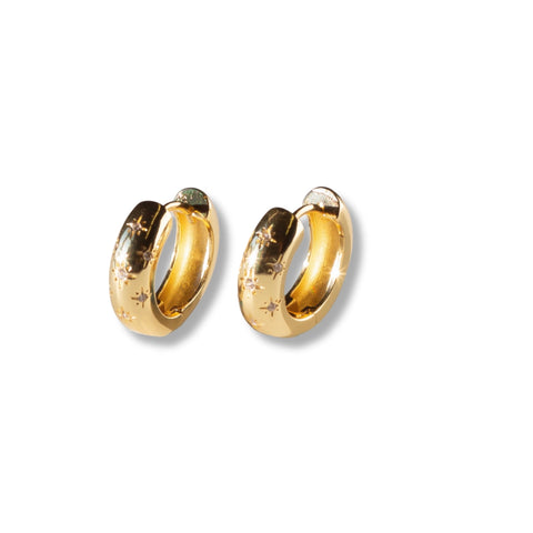 Gilded Earrings - Star Hoops