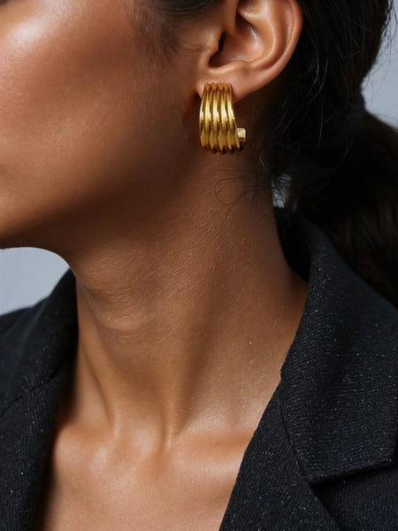 Jovie 18K Wide Ribbed Hoop Earrings