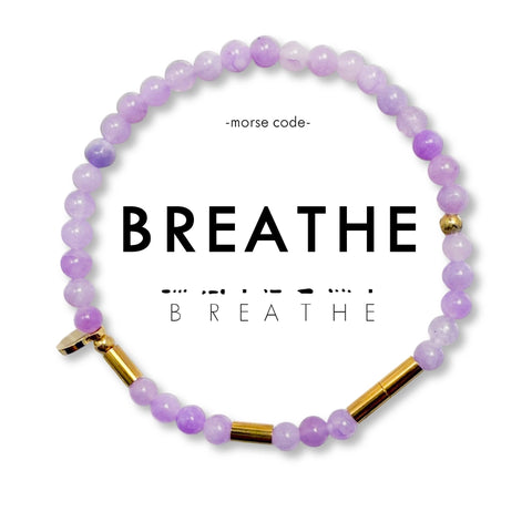 Morse Code Gold & Stone Bracelet - Breathe