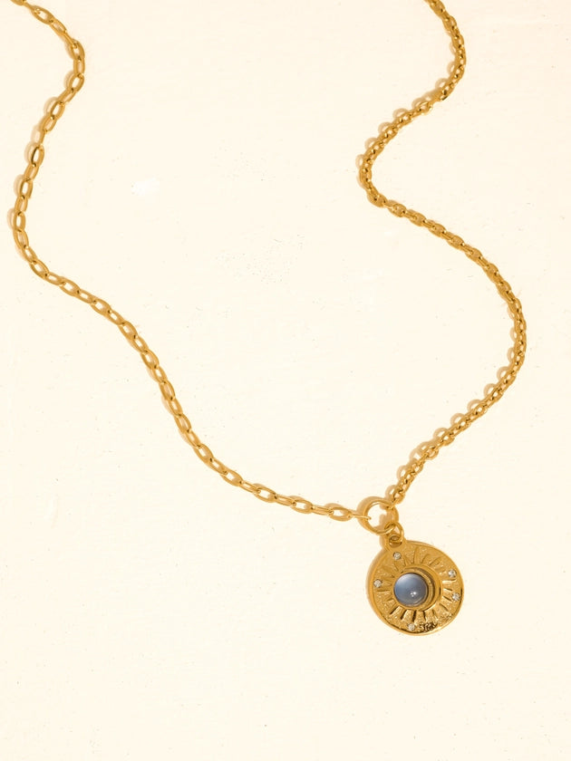 Moonlit 18K Blue Stone Medallion Necklace
