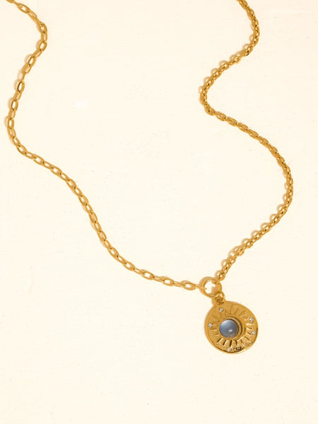 Moonlit 18K Blue Stone Medallion Necklace