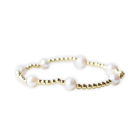 Gold Beaded Bracelet - Dot Pearl