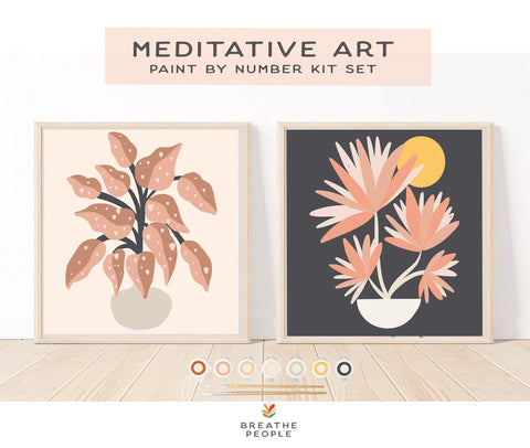 Mod Potted Plants Meditative Art Paint By Number Kit+ Easel
