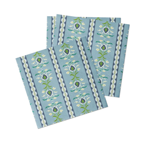 Rosemary Stripe Blue Cocktail Napkins