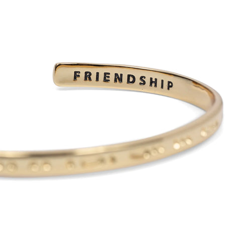 Gold Morse Code Stamped Cuff Bracelet - Friendship