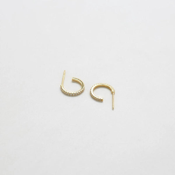 Gold Mini Pave CZ Hoop Earrings
