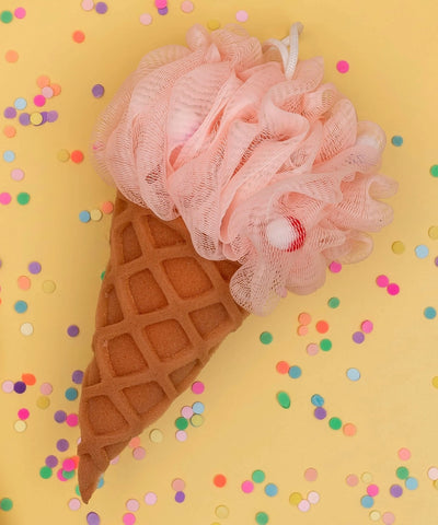 Ice Cream Bath Pouf & Sponge - Pink