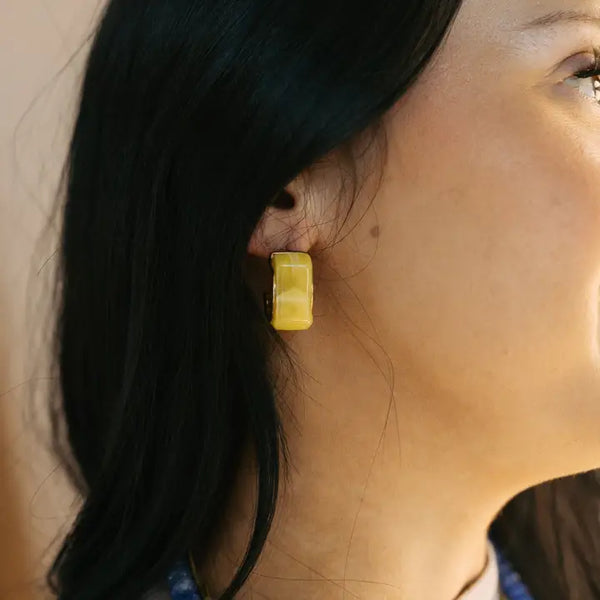 Color Coded Hoop Earrings - Yellow