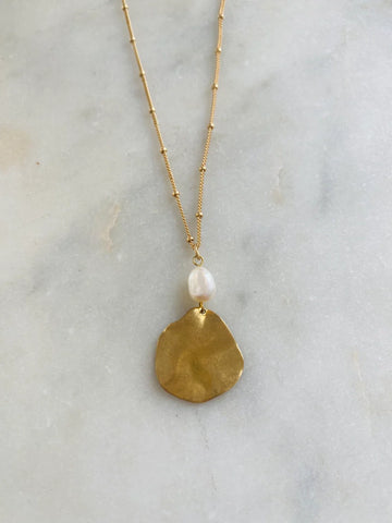 Hammered Freshwater Pearl Pendant