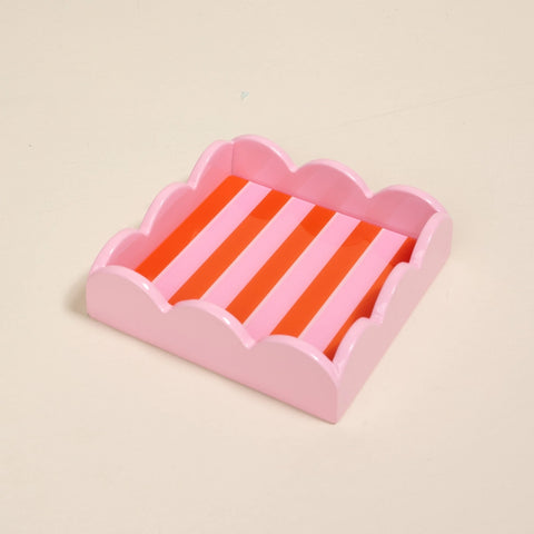 Scallop Trinket Tray – Sicily Stripes Pink