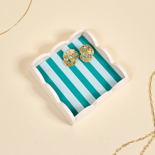 Scallop Trinket Tray – Sicily Stripes Teal