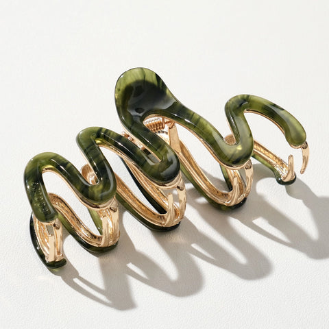 Willow Large Squiggle Metal Clip - Jade Green