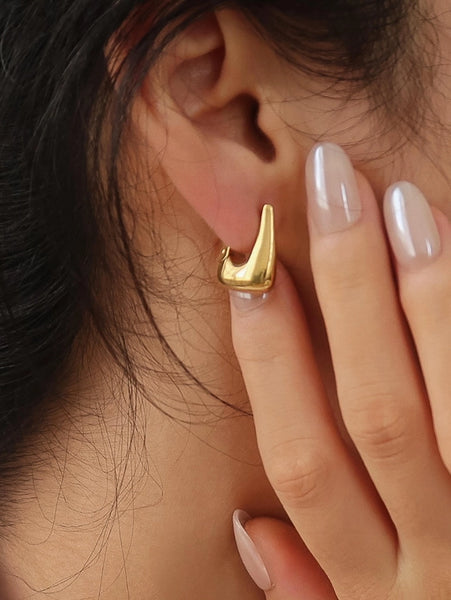 Yellow Gold Cadance 18K Geometric Hoop Earrings
