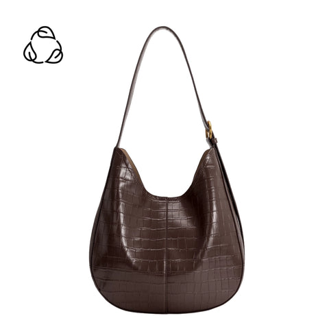 Stefanie Vegan Leather Shoulder Bag - Chocolate
