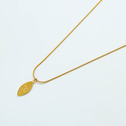 Gold Oval Evil Eye Necklace