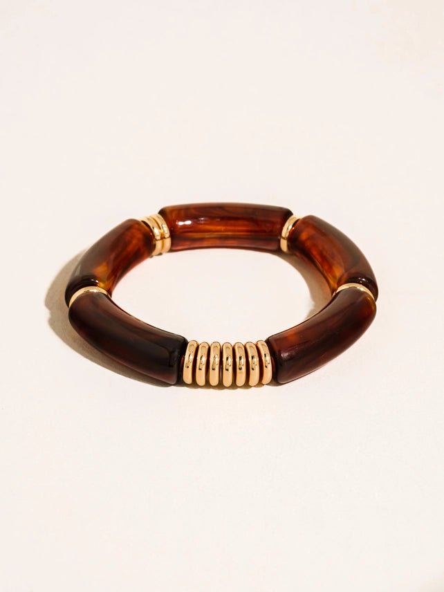 Cove 18K Chunky Resin Bangle - Brown