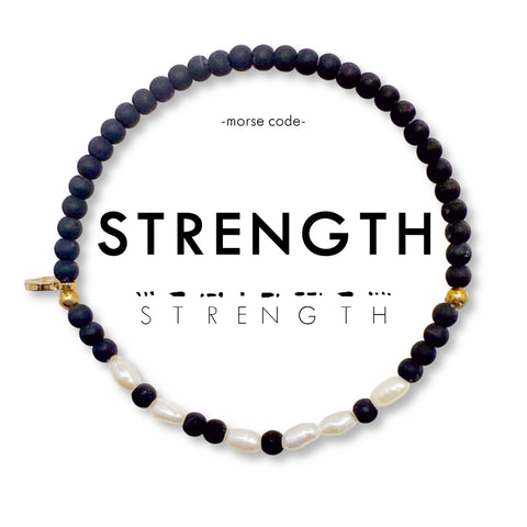 3mm Morse Code Pearl & Stone Bracelet - Strength