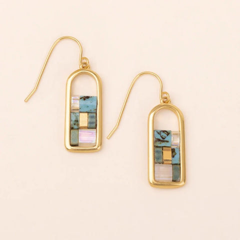 Miyuki Frame Earring - Turquoise / Gold